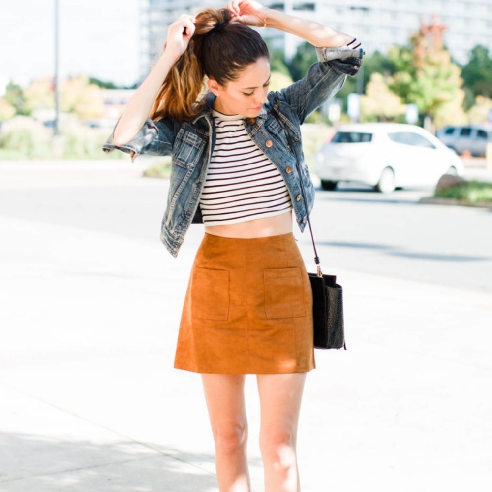 Camel Faux Saude Skirt